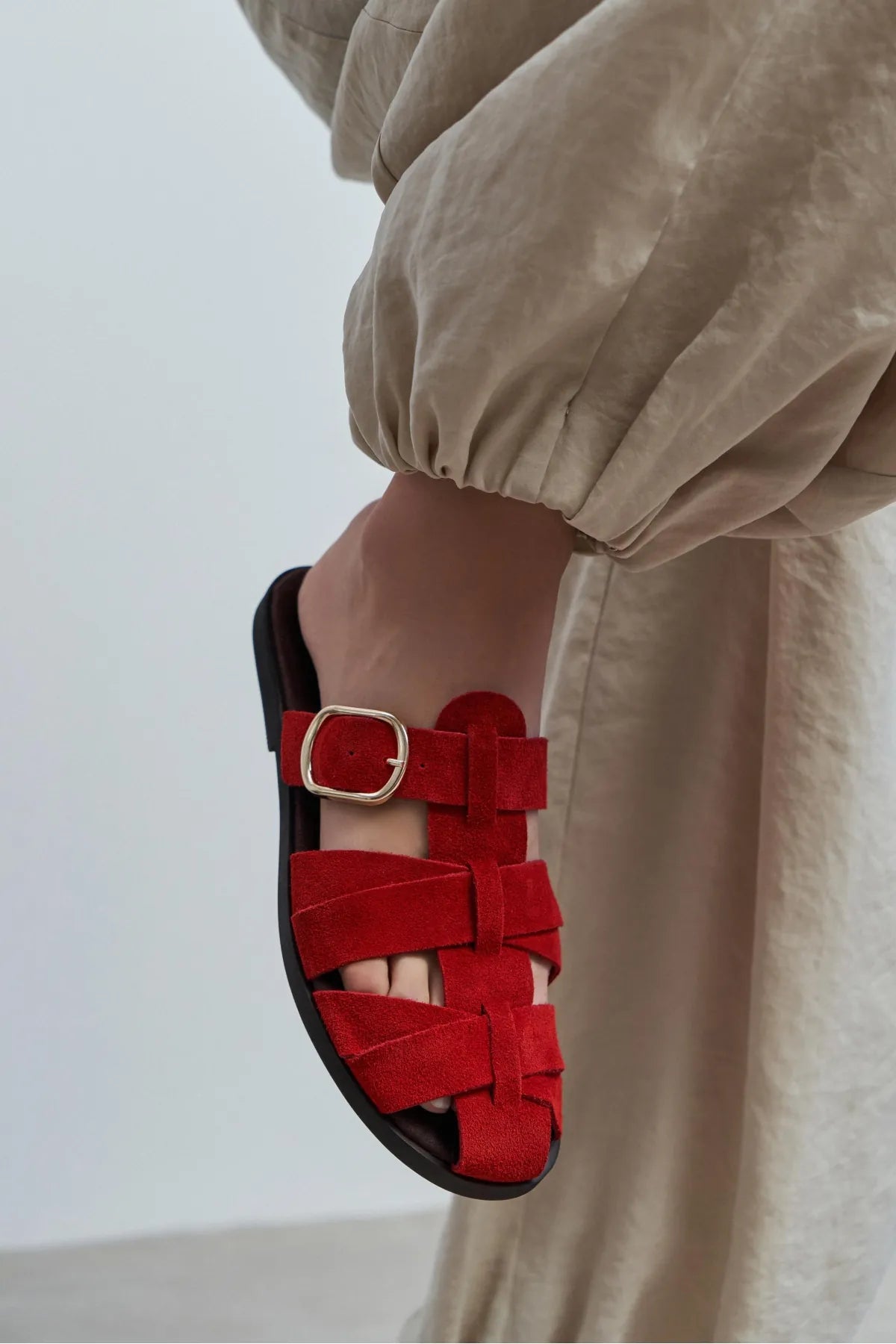 HONEY Red Genuine Suede Buckle Detail Flat Women’s Slippers | FOOTWEAR | Slipper | Lebbse HONEY Red Genuine Suede Buckle Detail Flat Women’s Slippers | FOOTWEAR | Slipper | Lebbse