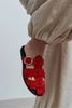 HONEY Red Genuine Suede Buckle Detail Flat Women’s Slippers
