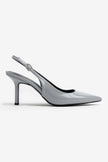 Mendy Gray Patent Leather Belt Detail Pointed Toe Women's High Heel Shoes