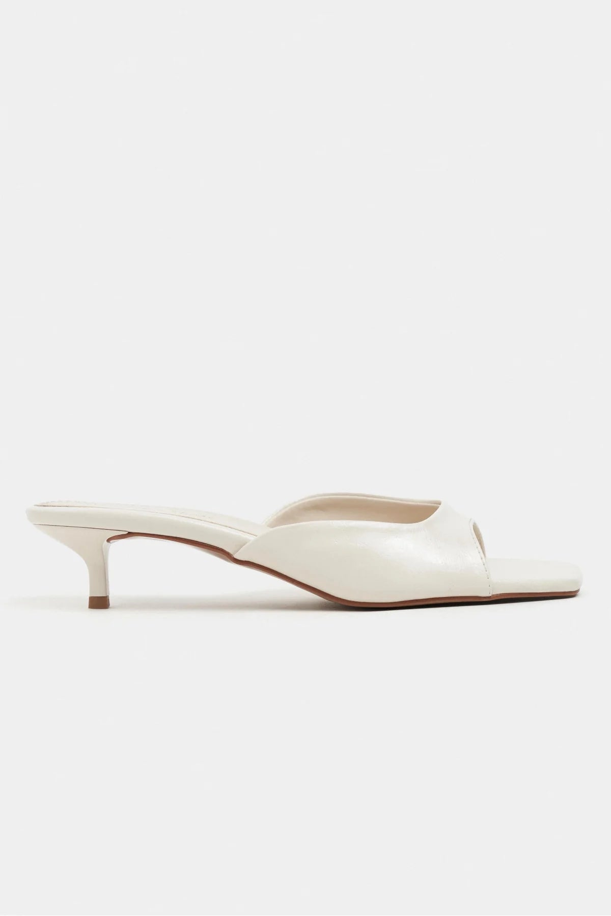 Hazel Beige Rustic Patterned Square-Toe Women's Slim-Heeled Slippers