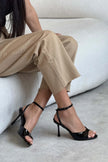 CHARMS Black Patent Ankle-Strap Detail Women’s Slim High-Heel Shoes