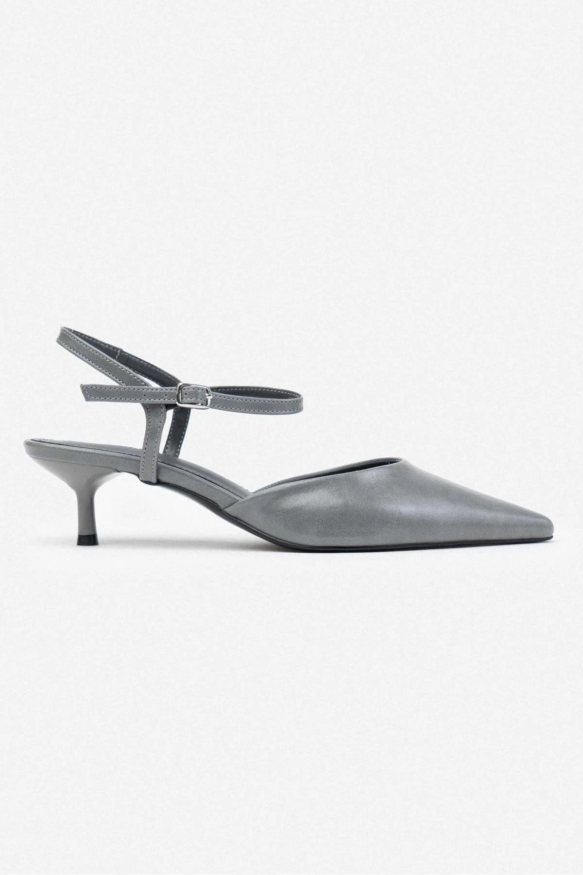 Agatha Grey Wrinkled Matte Pointed Toe Ankle-Tie Women's High Heel Shoes
