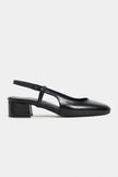 HARMONY Black Rustic Pattern Square Toe Buckle Detail Women’s Low Heel Ballet Shoes
