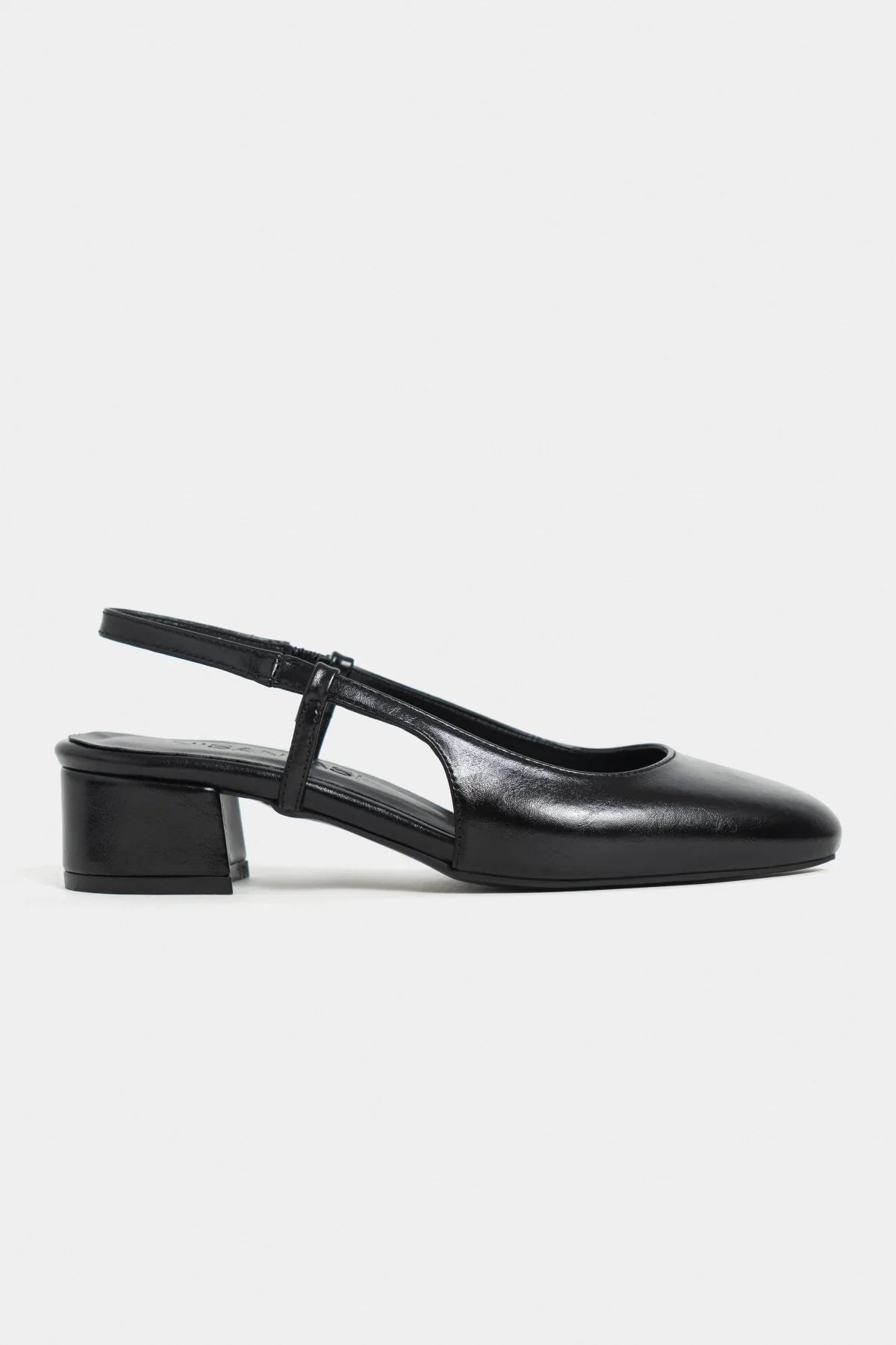 HARMONY Black Rustic Pattern Square Toe Buckle Detail Women’s Low Heel Ballet Shoes