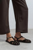 WOOD Bitter Brown Suede Leather Embroidered Flat Sole Women’s Sandals