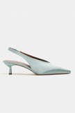 WILSON Turquoise Satin Neoprene Slingback Women’s Heels