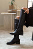 RUBY BLACK GENUINE LEATHER SLOT-TOE WOMEN'S HIGH-HEEL BOOTS