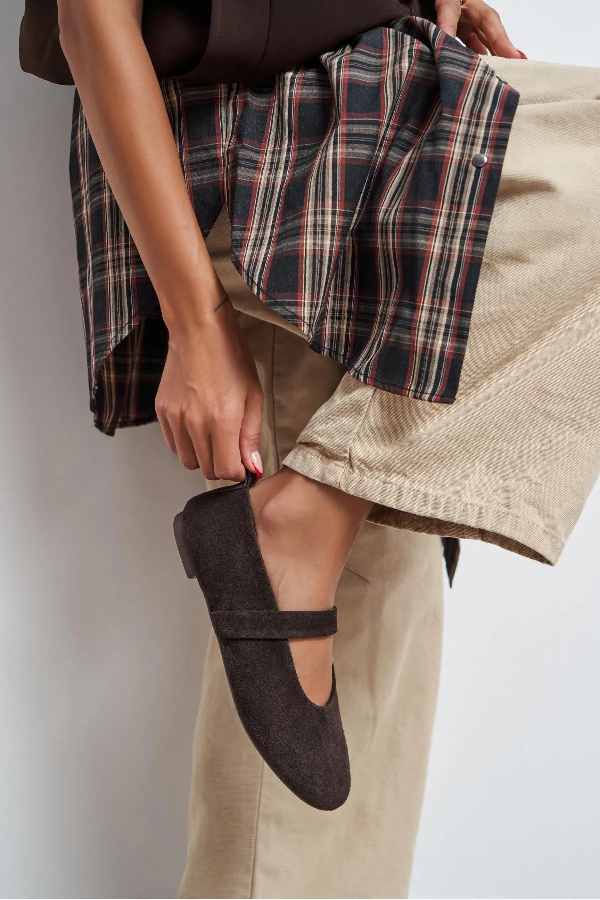 Tectum – Bitter Brown Suede Genuine Leather Ballet Flats