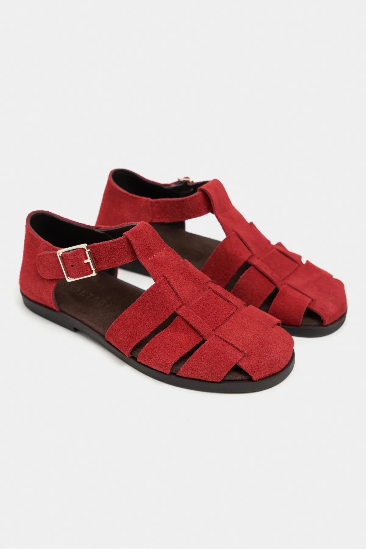 MARCEL Red Suede Genuine Leather Buckle Detail Women’s Flat Sandals | FOOTWEAR | SANDALET | Lebbse MARCEL Red Suede Genuine Leather Buckle Detail Women’s Flat Sandals | FOOTWEAR | SANDALET | Lebbse