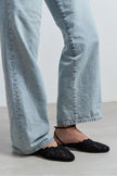 Tracy Black Lace Detail Back-Strap Buckle Flat Sandals