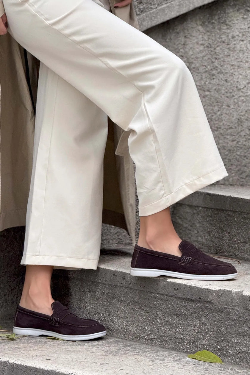 Aspire – Brown Genuine Suede Leather Ballet Flats