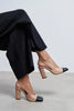 SOLEA Nude Matte Slingback Heels with Black Patent Toe Detail