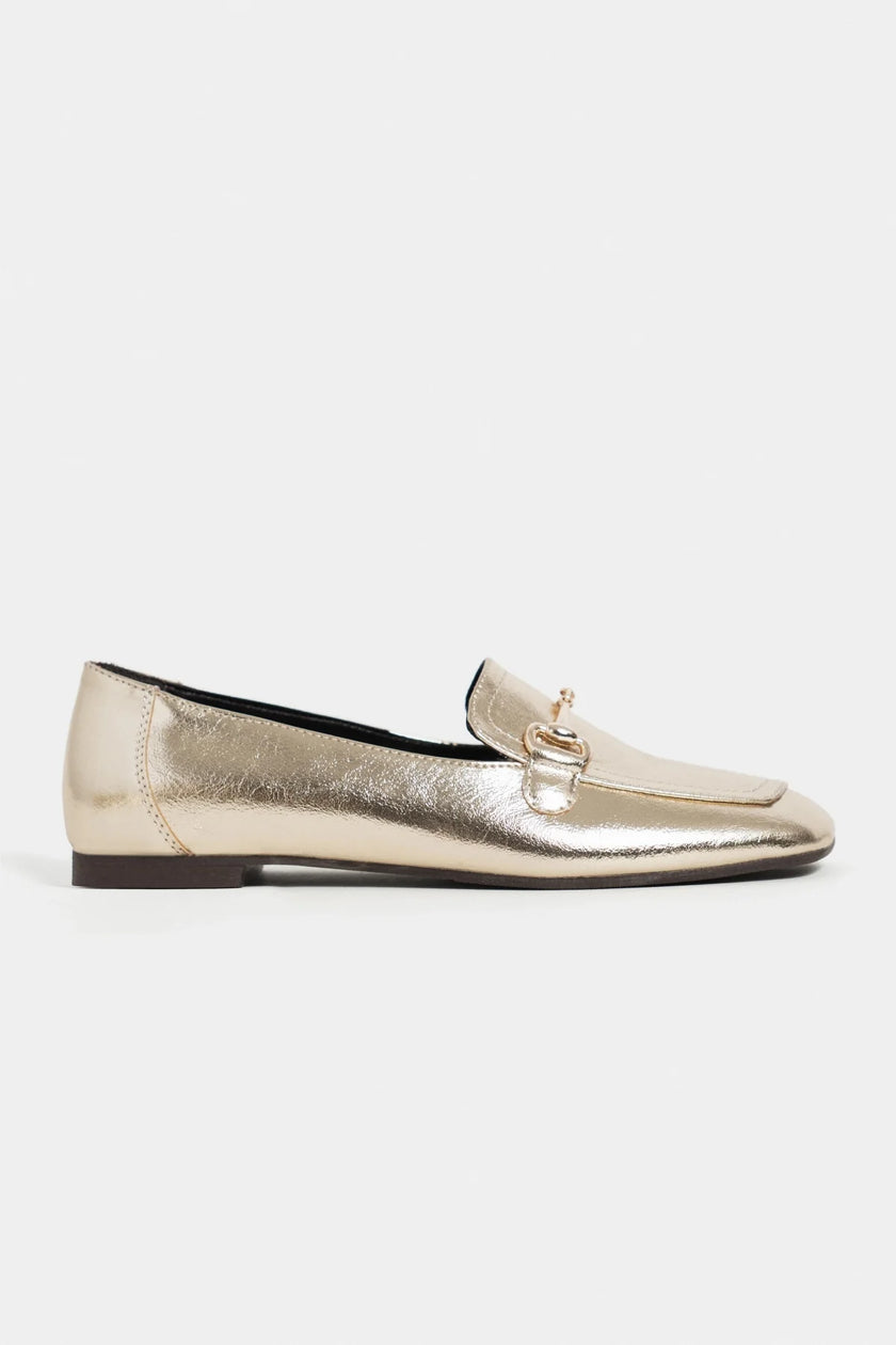 RORY Gold Patterned Buckle Detail Women’s Loafer Shoes