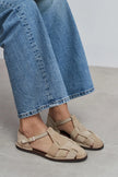 HUGEL Beige Suede Leather Buckle Detail Women’s Sandals