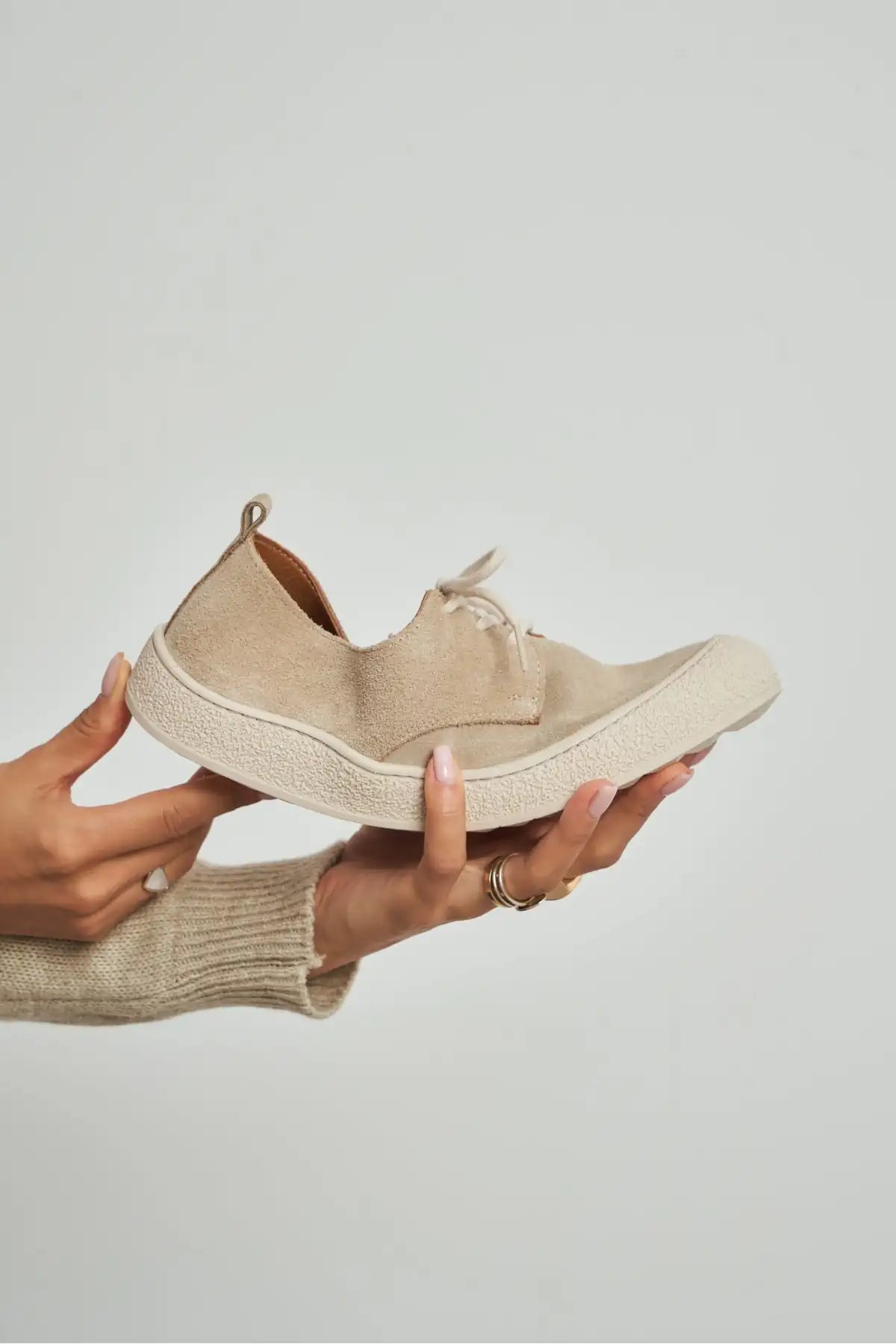 SPACE BEIGE LACE-UP CASUAL SNEAKER WOMEN'S SHOES