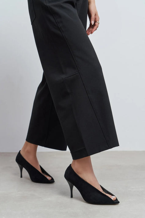 PO Black Suede Transparent Detail Pointed Toe Women’s Heels
