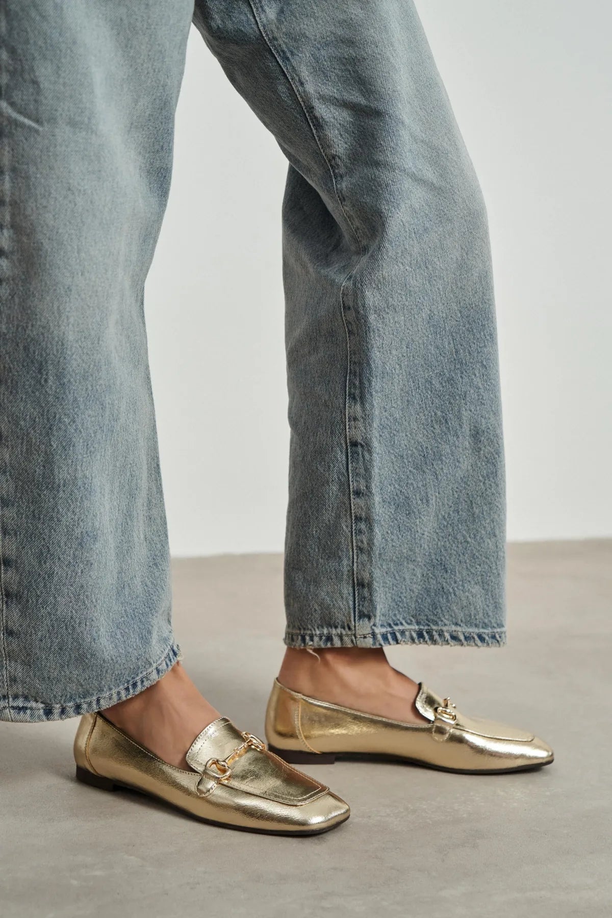 RORY Gold Patterned Buckle Detail Women’s Loafer Shoes | FOOTWEAR | Loafers | Lebbse