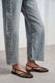 LENY Coffee Satin Trim Detail Women’s Sandal Flats