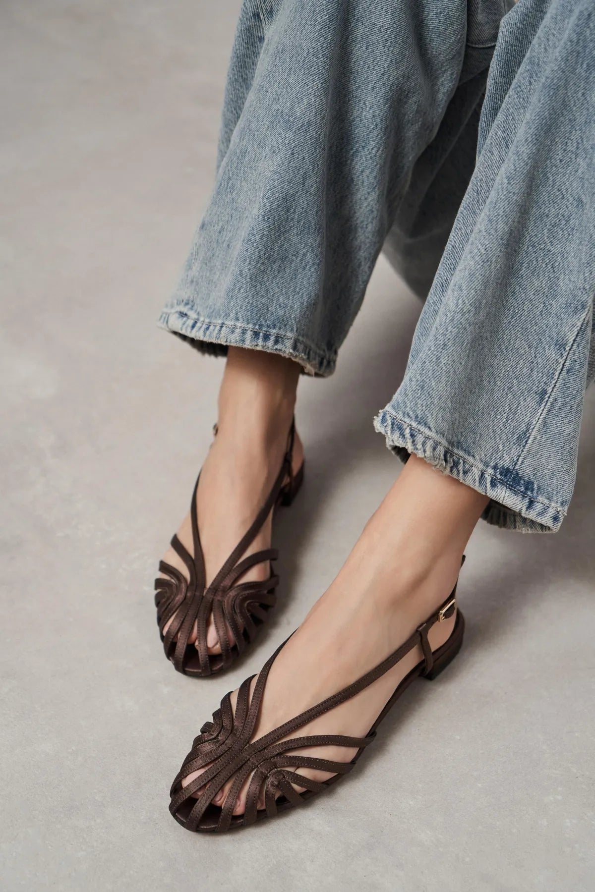 LENY Coffee Satin Trim Detail Women’s Sandal Flats | FOOTWEAR | SANDALET | Lebbse LENY Coffee Satin Trim Detail Women’s Sandal Flats | FOOTWEAR | SANDALET | Lebbse