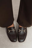 RORY Coffee Matte Buckle Detail Women’s Loafer Shoes