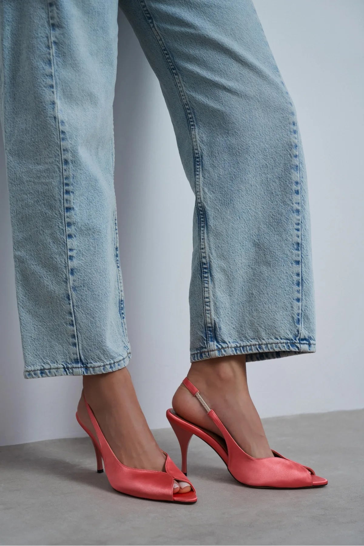 ROXY Salmon Satin Ankle Strap Open Toe Women’s Heels