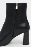 CHESTER BLACK MATTE ZIPPERED THICK-HEELED WOMEN'S BOOTS