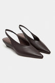 NINO Coffee Matte Pointed Toe Back Strap Women’s Wedge Heel Shoes