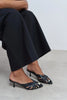 ROSIE Black Metallic Open-Toe Cage Detail Women's Heeled Slippers