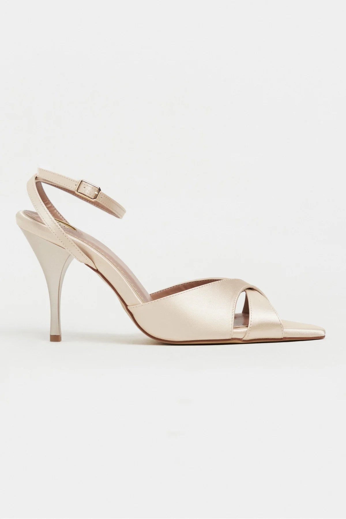 MONICA Beige Satin Ankle-Strap Detail Women’s Slim High-Heel Shoes | FOOTWEAR | Heels | Lebbse MONICA Beige Satin Ankle-Strap Detail Women’s Slim High-Heel Shoes | FOOTWEAR | Heels | Lebbse