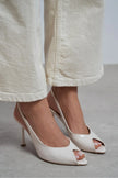 BETTY Beige Patent Open Toe Women’s Heels