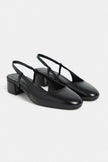 HARMONY Black Rustic Pattern Square Toe Buckle Detail Women’s Low Heel Ballet Shoes