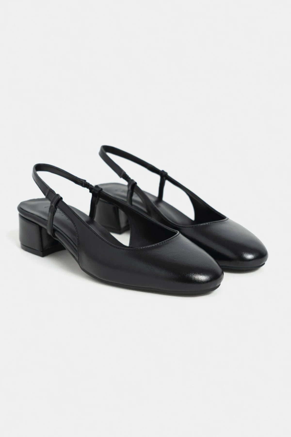 HARMONY Black Rustic Pattern Square Toe Buckle Detail Women’s Low Heel Ballet Shoes