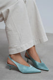 WILSON Turquoise Satin Neoprene Slingback Women’s Heels