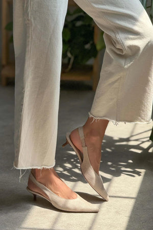 Rossa Light Beige Suede Ankle Elastic Detail Women's High Heel Shoes