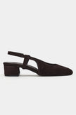 S-HARMONY Brown Suede Square Toe Buckle Detail Low Heel Women’s Ballet Flats