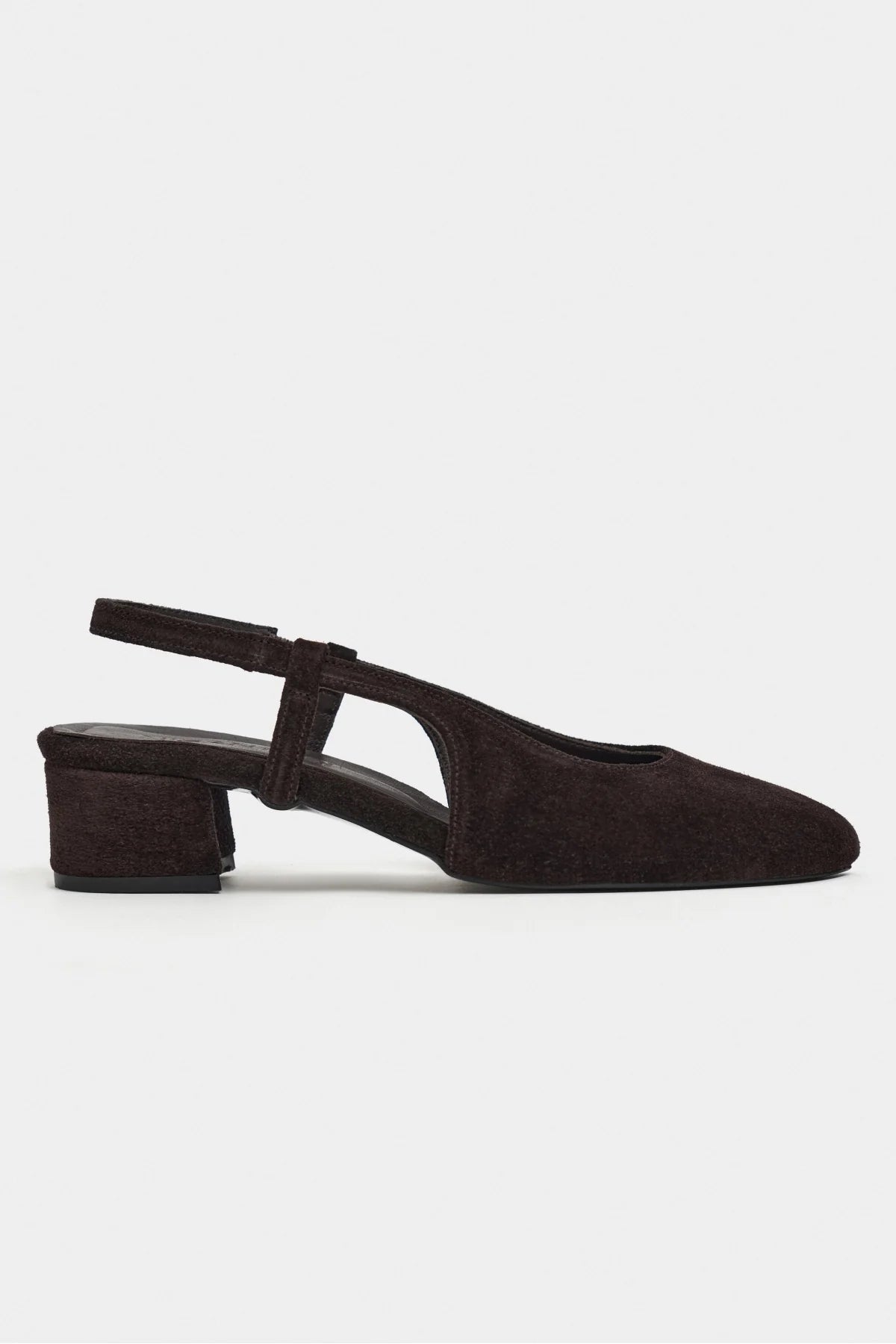 S-HARMONY Brown Suede Square Toe Buckle Detail Low Heel Women’s Ballet Flats