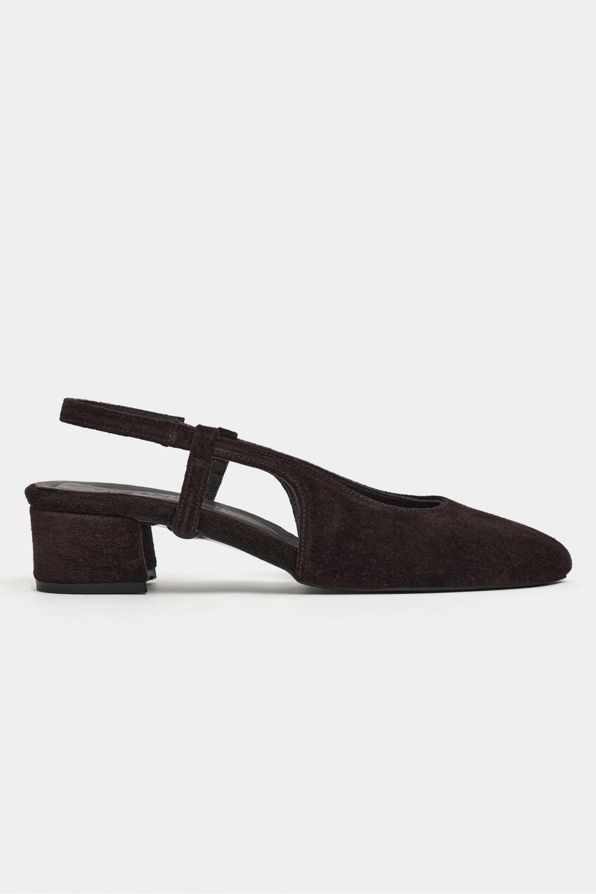 S-HARMONY Brown Suede Square Toe Buckle Detail Low Heel Women’s Ballet Flats