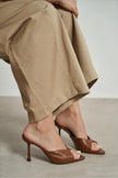 RODI Tan Matte Pointed-Toe Women's Heeled Slippers