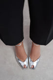VELA Silver Rustic Open Toe Ankle Strap Women’s Heel Shoes