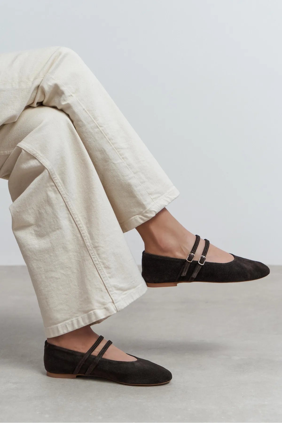 JAMES Brown Suede Leather Flat Women’s Ballet Flats