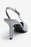 Mendy Gray Patent Leather Belt Detail Pointed Toe Women's High Heel Shoes