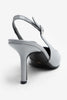 Mendy Gray Patent Leather Belt Detail Pointed Toe Women's High Heel Shoes