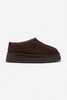 SWEET BROWN SUEDE FLAT-SOLED HOME SLIPPERS WITH FUR INSIDE