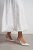 VIORA Pearl Satin Buckle Detail Women’s Gold Heel Shoes