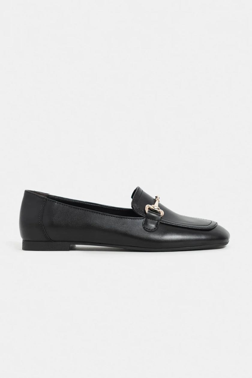 RORY Black Matte Buckle Detail Women’s Loafer Shoes