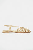 LENY Gold Metallic Trim Detail Women’s Sandal Flats