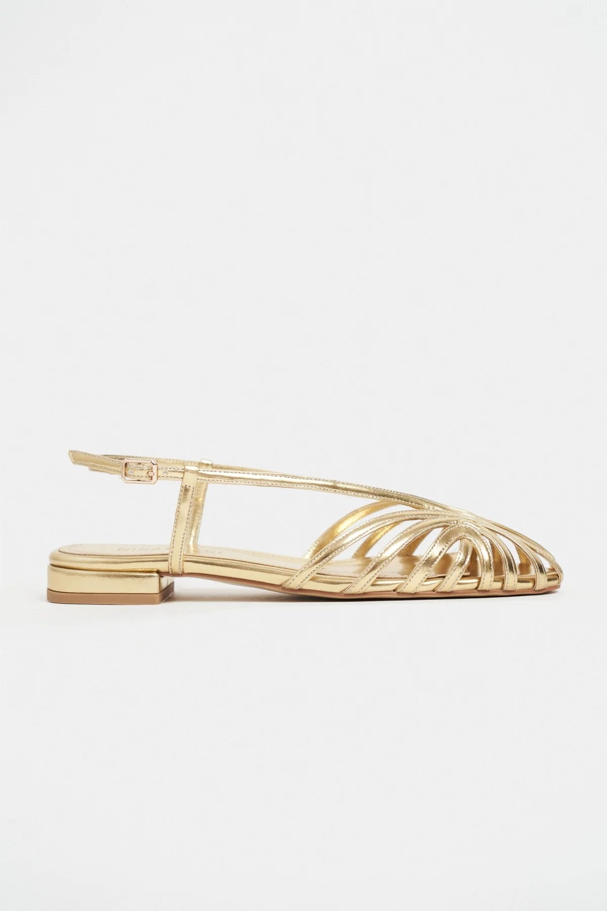 LENY Gold Metallic Trim Detail Women’s Sandal Flats