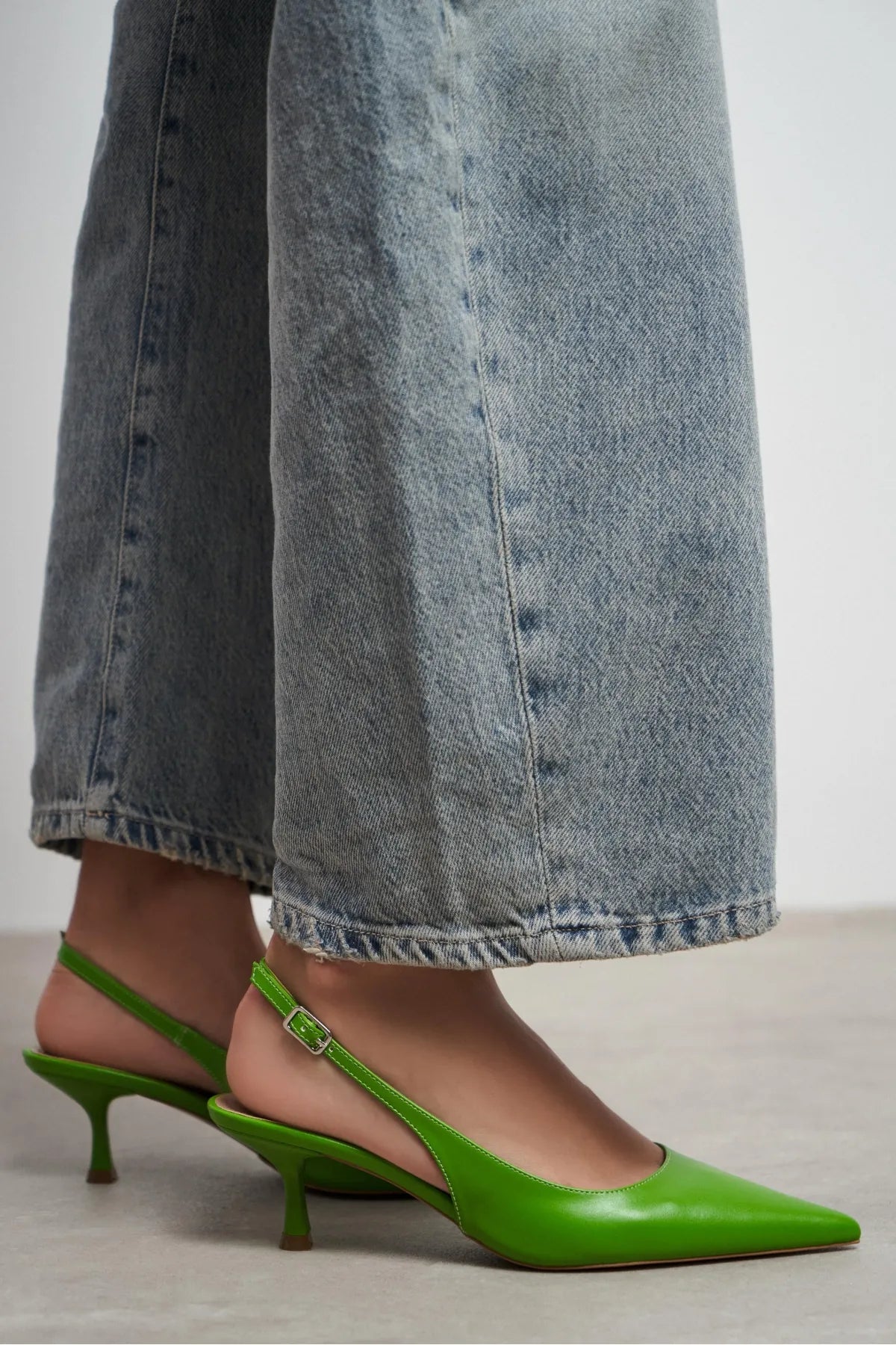 MEGY Green Matte Backless Buckle Detail Pointed Toe Women’s Heeled Shoes | FOOTWEAR | Heels | Lebbse MEGY Green Matte Backless Buckle Detail Pointed Toe Women’s Heeled Shoes | FOOTWEAR | Heels | Lebbse