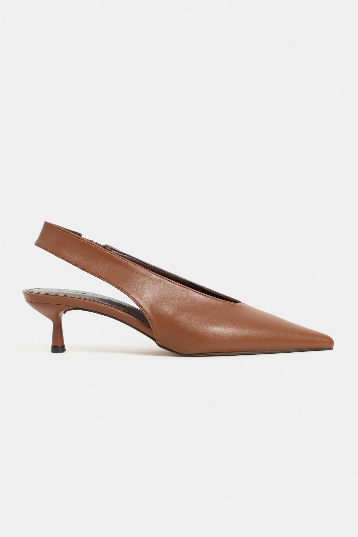 LUNIX Tan Matte Pointed Toe Slingback Women’s Heels