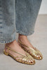 LENY Gold Metallic Trim Detail Women’s Sandal Flats